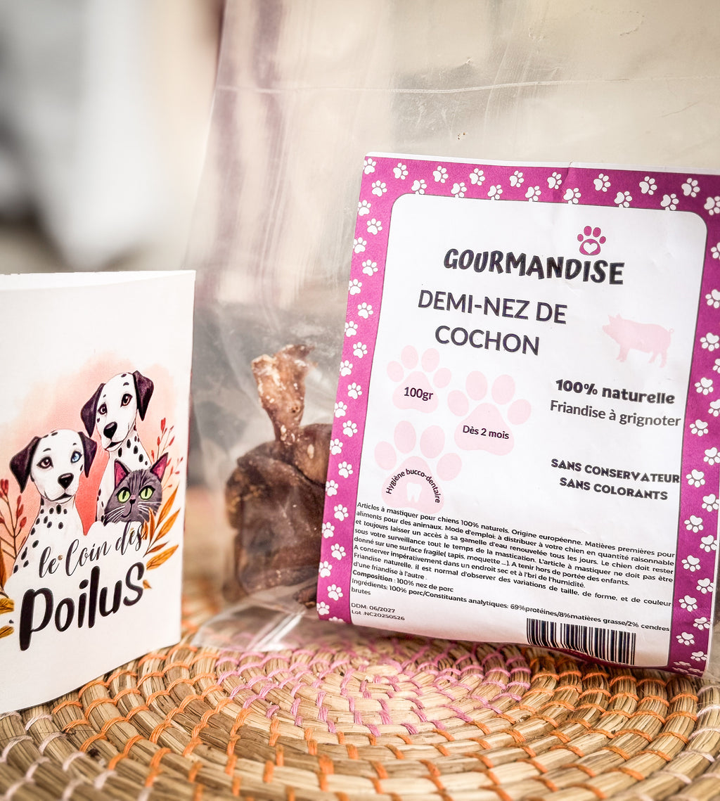 Demi nez de Cochon 100g - Mastication naturelle & gourmande pour chien