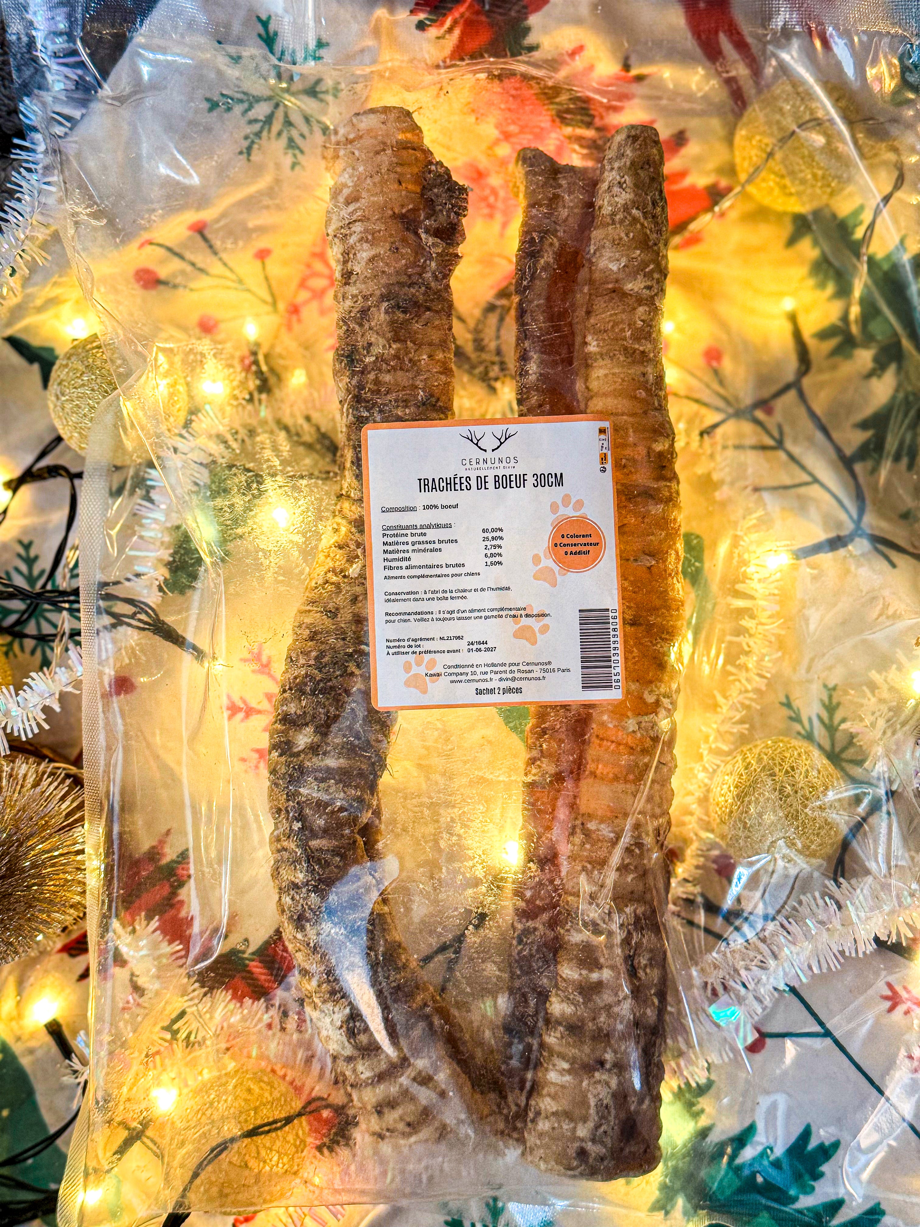 Trachées de boeuf Grande 30cm (x2) - Mastication naturelle