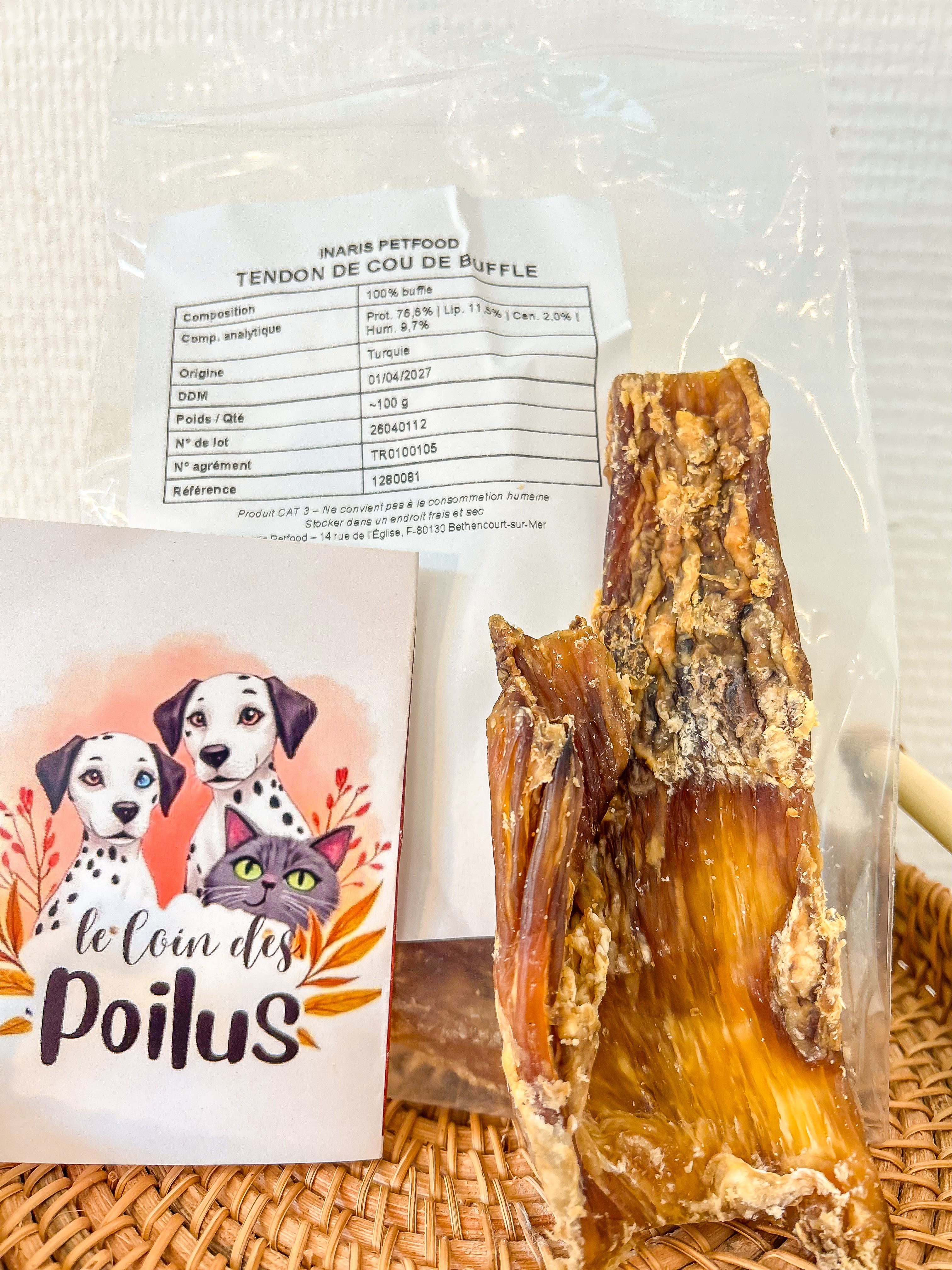 Tendon de cou de buffle 100g - Mastication longue durée 100% naturelle