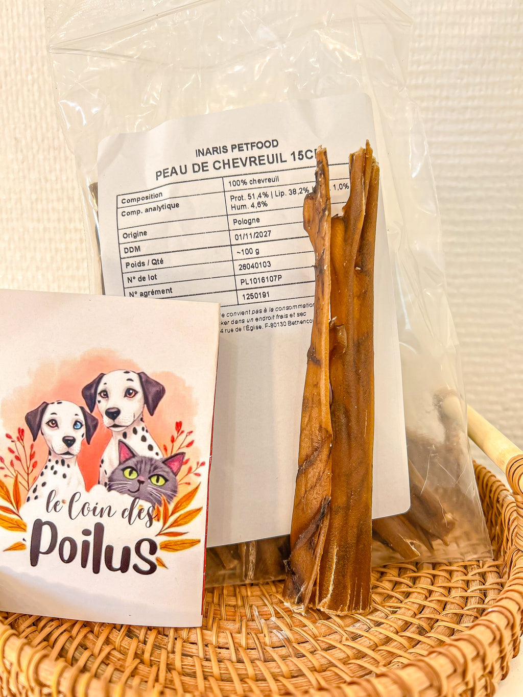 Peau de chevreuil 100g - Mastication longue durée 100% naturelle